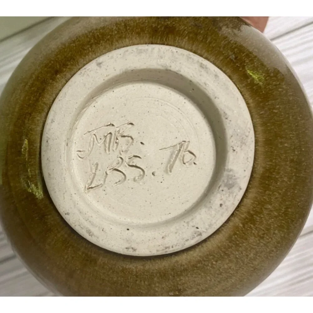 Handmade Ceramic Vase Signed Brown Little Neck Vessel Minimalist - Picture 5 of 5